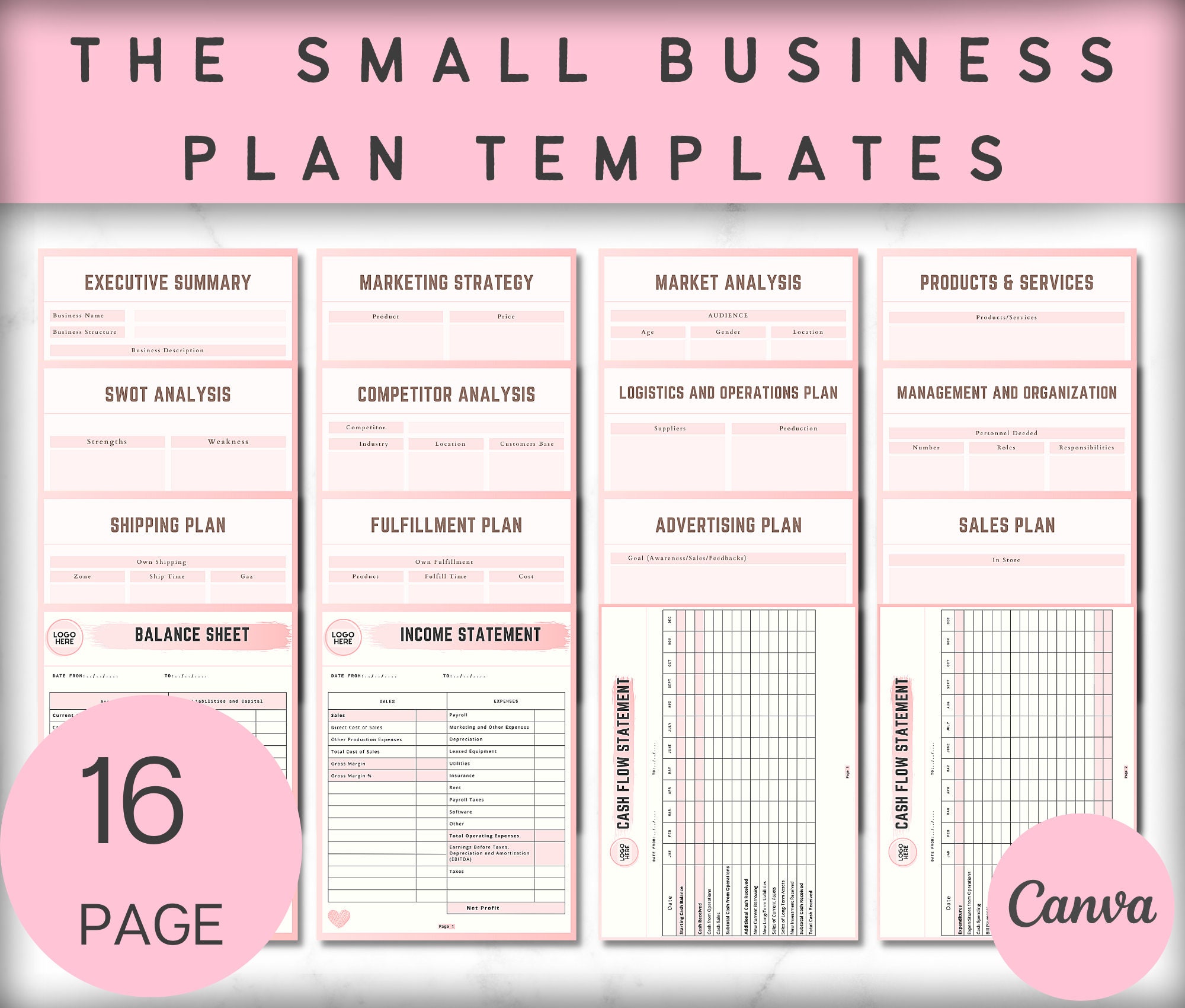 Pink Small Business Plan Templates Editable Business Plan Etsy Pink Small Business Plan Templates Editable Business Plan Etsy