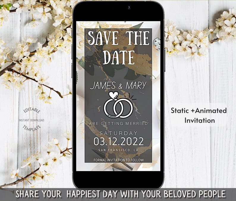Electronic Save the Date Template Editable Electronic Etsy