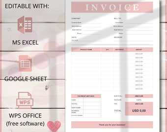 12 invoice template printable invoice invoice printable etsy