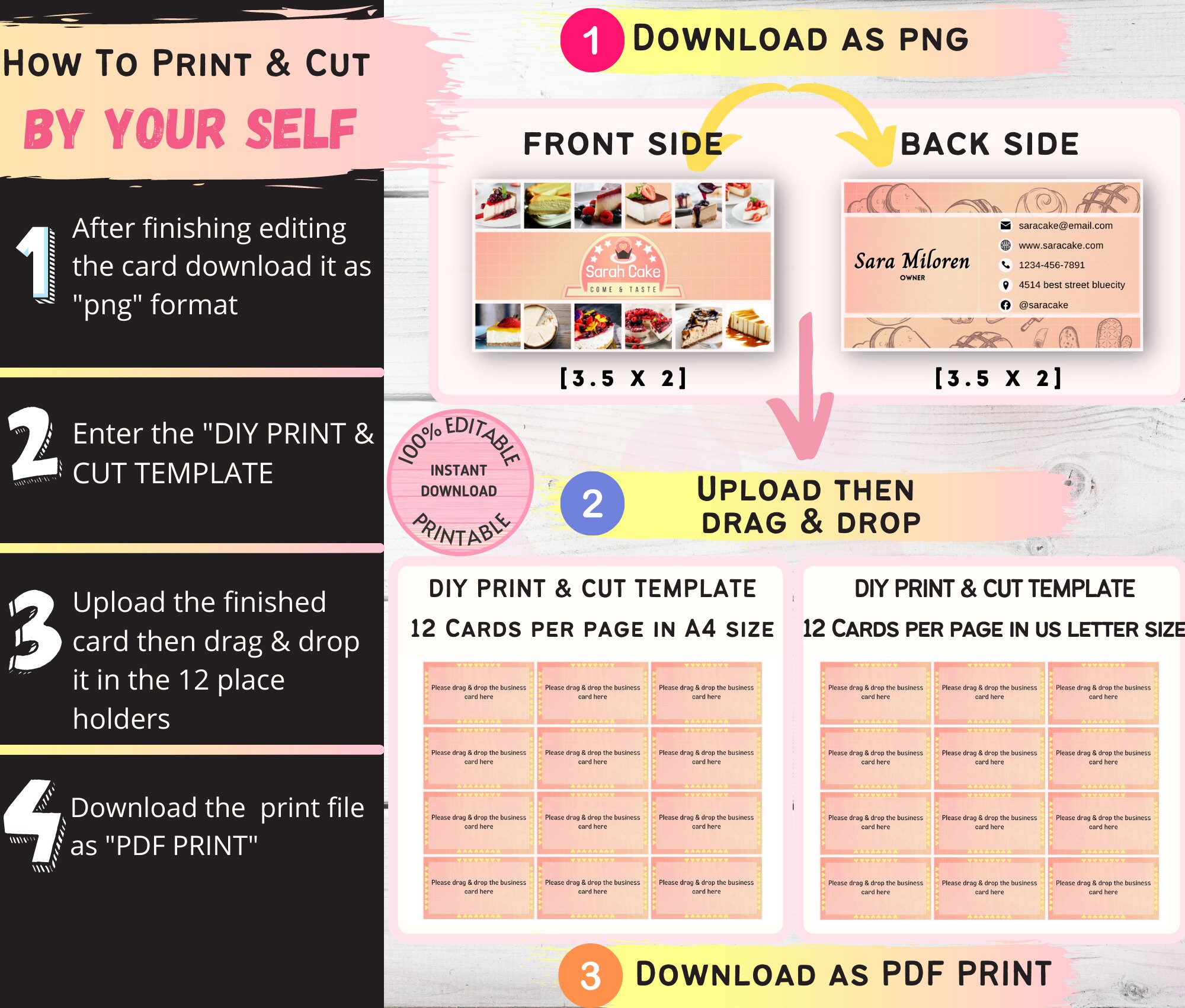 Bakery Business Card Template Small Business Small Business - Etsy
