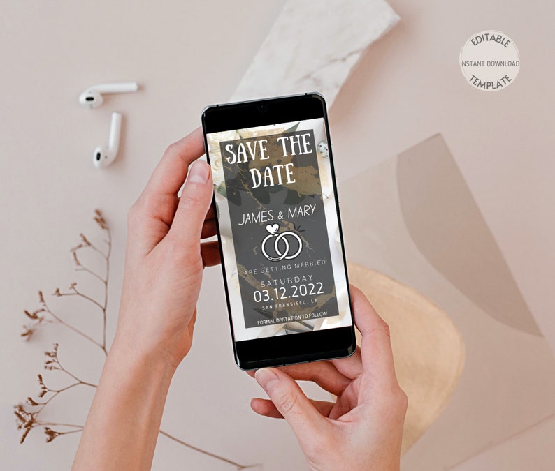 Electronic Save the Date Template Editable Electronic Etsy