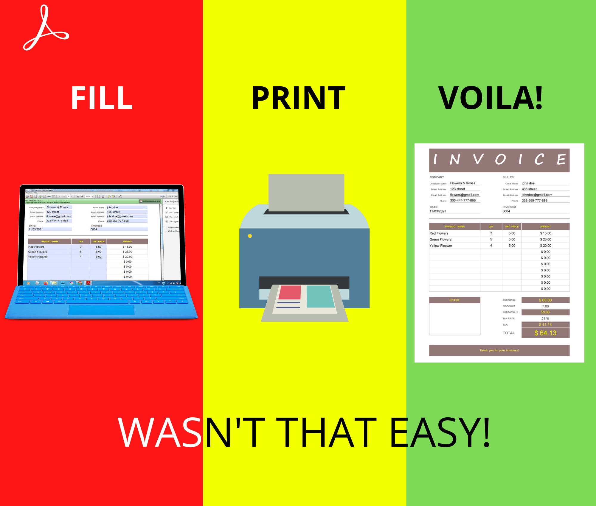12 invoice template pdf printable invoice invoice printable etsy