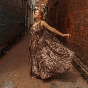 Love Wins Tie Dye Maxi Dress, Long Bohemian Hand Dyed Sleeveless Maxi Dress Gown, Earthy Spell Style Heart Long Dress, Free Spirit XS-3X