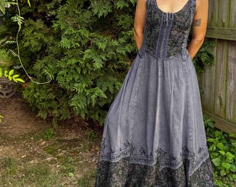 Renaissance Boho Style Floral Corset Maxi Dress