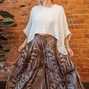 Boho Organic Bamboo Cotton Crop Tee Hippie Bohemian Style Crop Top, Boxy Earthy flowy style top, neutral organic style top, PLUS SIZE TOP