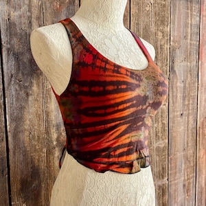 Hippie Tie Dye Lace Back Crop Top, Stretchy Yoga Top, Comfy Spandex Top, Adjustable tie Cropped Top, Boho Tie Dye Festival Top, Casual Top