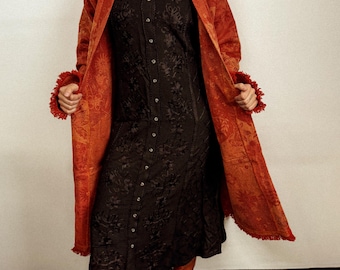 Chaqueta de patchwork jacquard bohemio 100 % algodón reciclado para hombre o mujer, gabardina bohemia hippie.