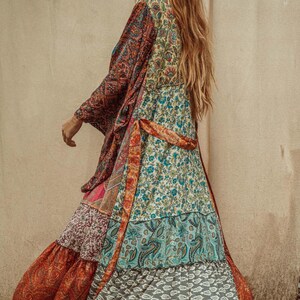 Hippie Bohemian Patchwork Silk Kimono Recycled Silk Bell - Etsy