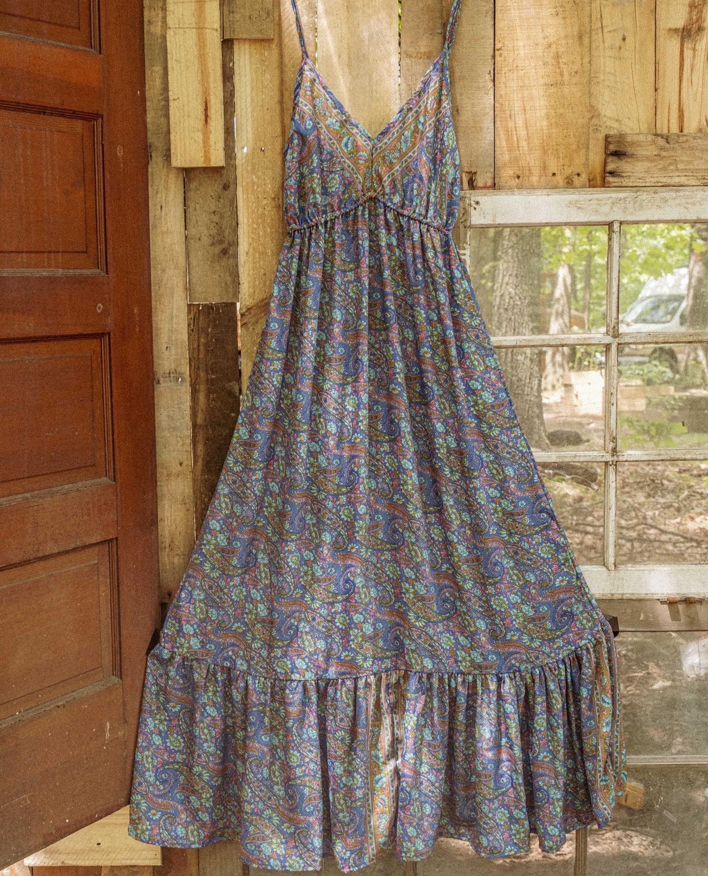 Boho Hippie Folk Silk Maxi Dress Spell Style Floral Full - Etsy