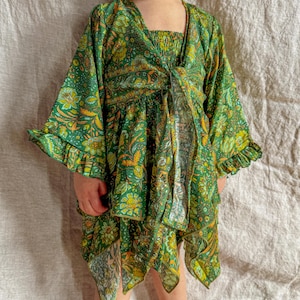 Conjunto de vestido de hada para primer cumpleaños para niños, vestido de hada para bebés pequeños y jóvenes, conjunto de vestido con estilo hippie de los años 70, disfraz de hada hippie occidental para niños