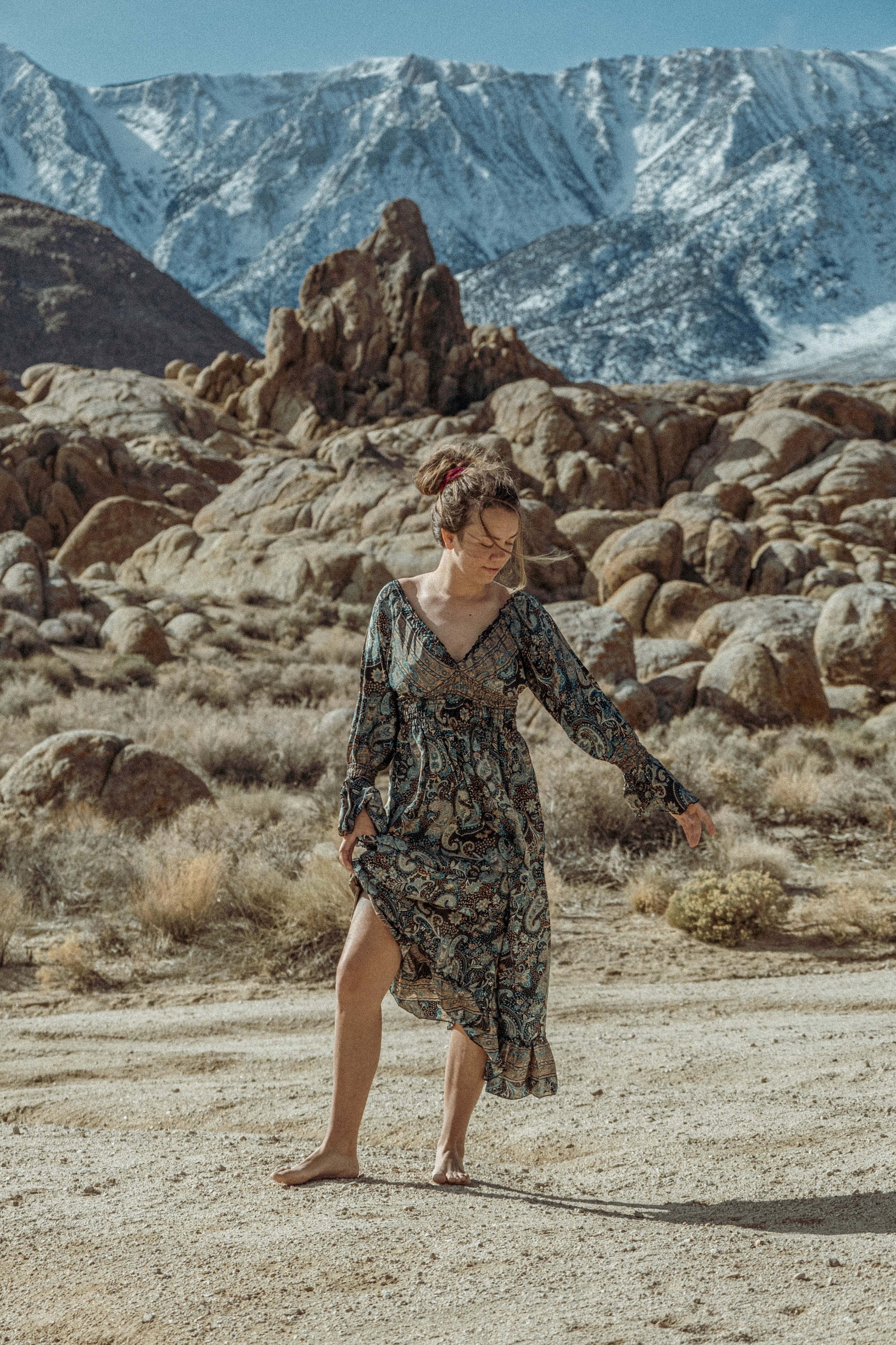 Boho Spell Style Midi Dress, Comfortable Bohemian Chic Dress