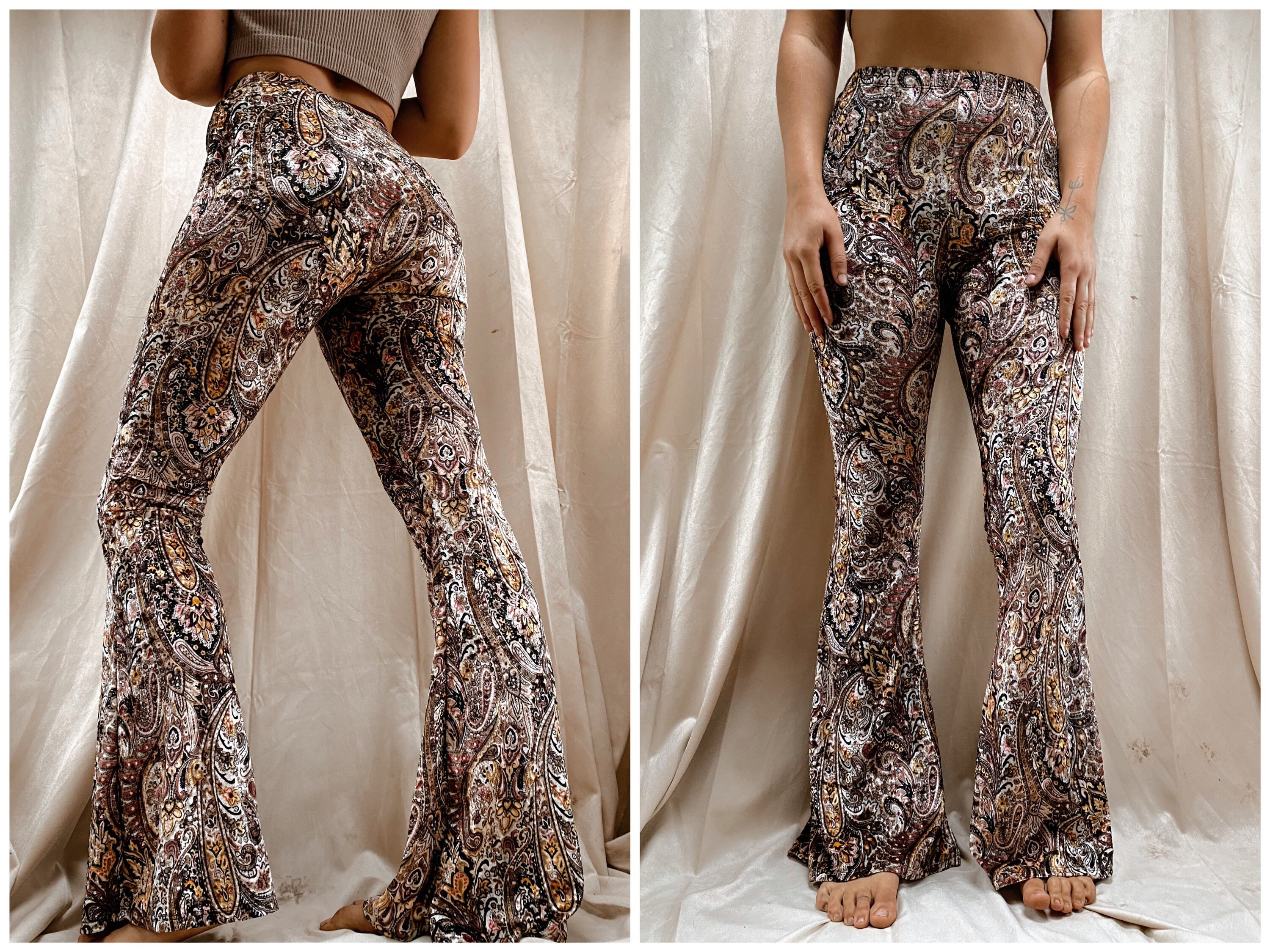 Yoga Pants Bell Bottom Velvet Etsy