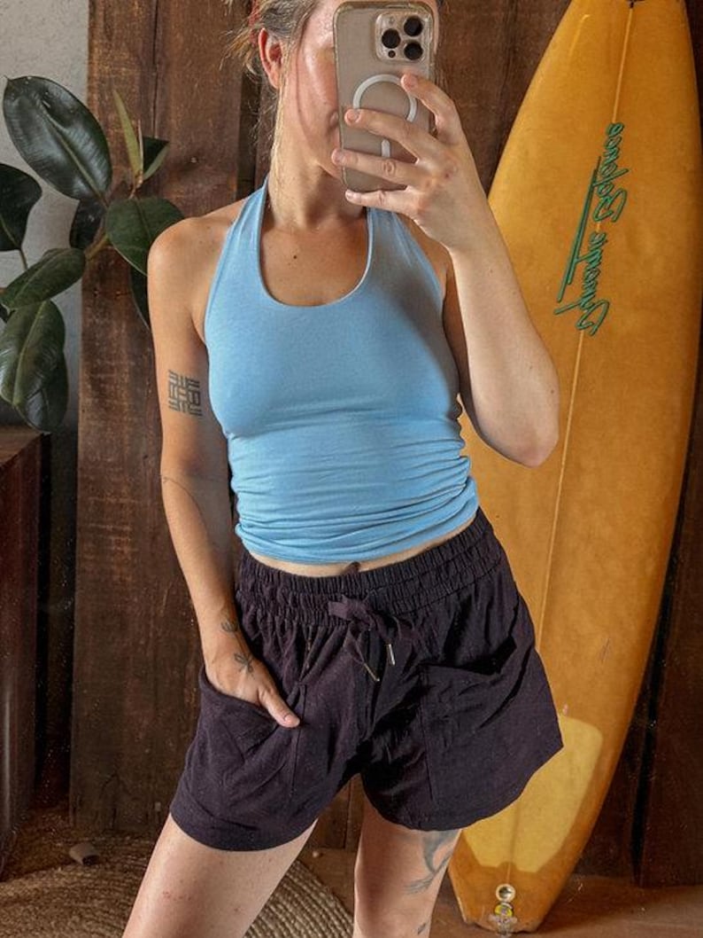 Bio EcoVero Doppelschicht-BH-Oberteil, Neckholder-BH-Oberteil, dehnbares Naturfaser-BH-Oberteil, umweltfreundliches Yoga-Tank, Eco Natural Active Wear Bild 1