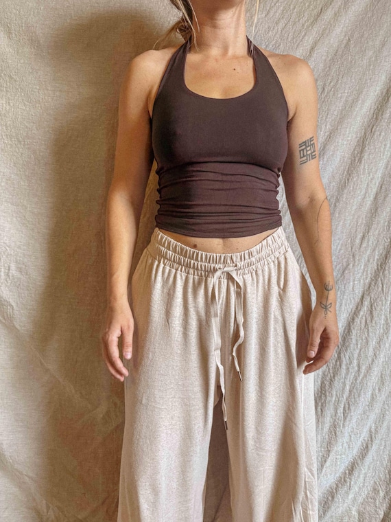 Organic EcoVero Double Layer Bra Top, Halter No-Tie Stretchy Natural Fiber Bra Top, Eco Friendly Yoga Tank, Eco Natural Active Wear