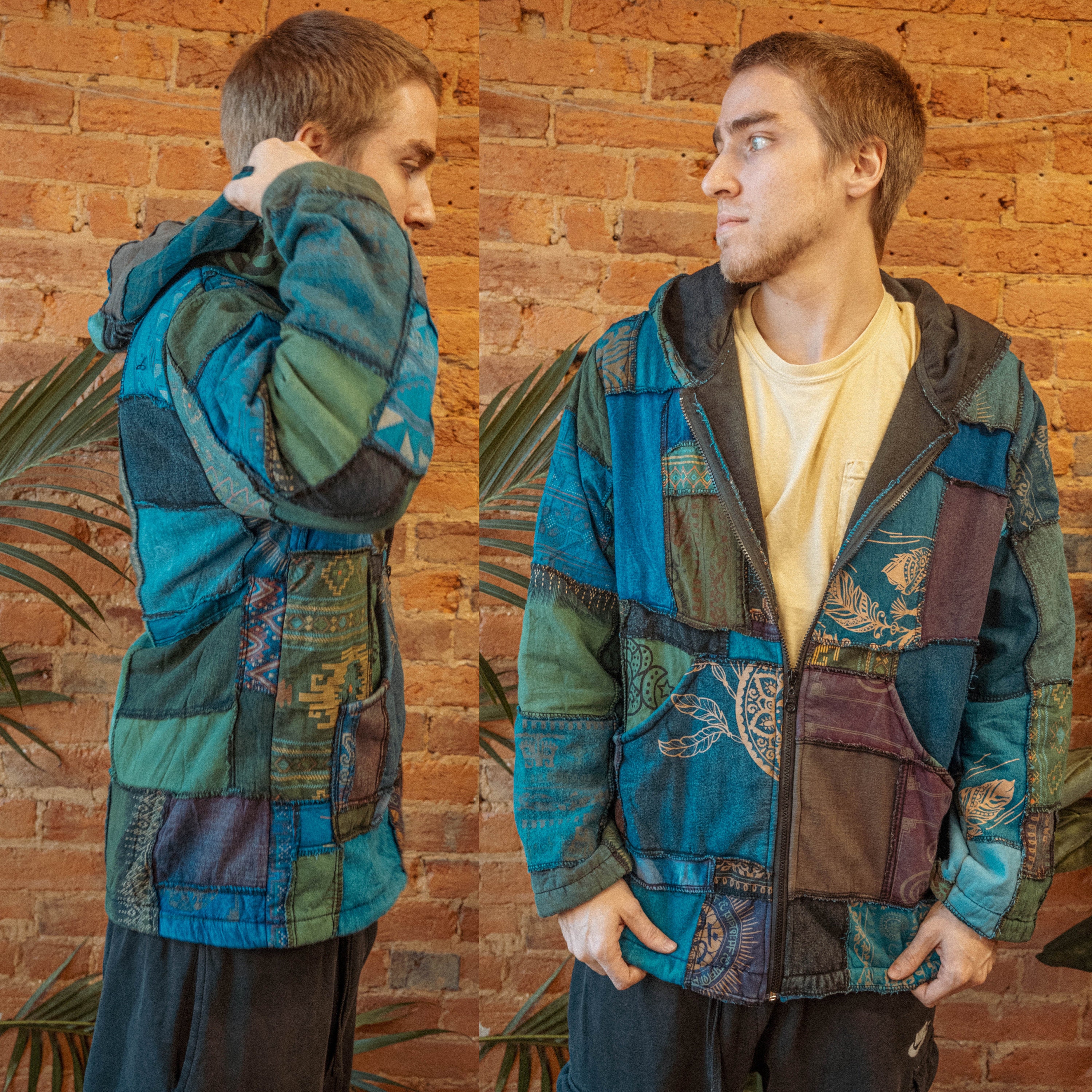 Men's Women's Unisex Hippie Patchwork Jacket, Recycled