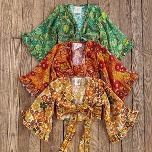 Conjunto de top con mangas acampanadas para niños, vestido de hada para bebés pequeños y jóvenes, conjunto de vestido con estilo hippie de los años 70, disfraz de hada hippie occidental para niños