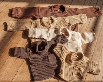 ORGANIC Cotton Baby Kids Toddler Sweater, Gender Neutral Oversized Boxy Pullover Sweater, Mommy and Me Sweater, Unisex Boys Girls Sweater