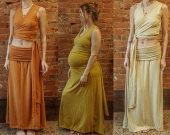 Organic Tencel Forest Fiber Stretchy Skirt, Maternity Clothing, Maxi Skirt Tube Dress, Handmade Soft Skirt or Dress, Hippie Bohemian Style