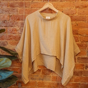 Boho Organic Bamboo Cotton Crop Tee, Hippie Bohemian Style Crop Top, Boxy Earthy flowy style top, neutral organic style top, PLUS AVAILABLE