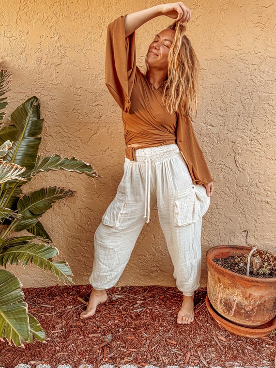 BIO Unisex Beachy Boho Cargo Jogger Hose, Bambus Baumwolle Groe Tasche  Hippie Boho Herren Damen erdig Gemtliche Lounge Hose XS-3X - Etsy.de