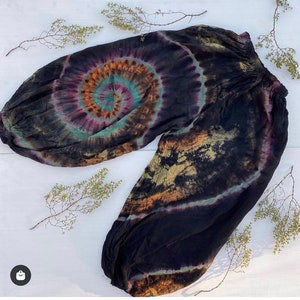 Hippie Tie Dye Harem Pants Flowy Boho Festival Unisex Lounge Pants XS-3X Yoga Pants, Bohemian Free Spirit, Handmade