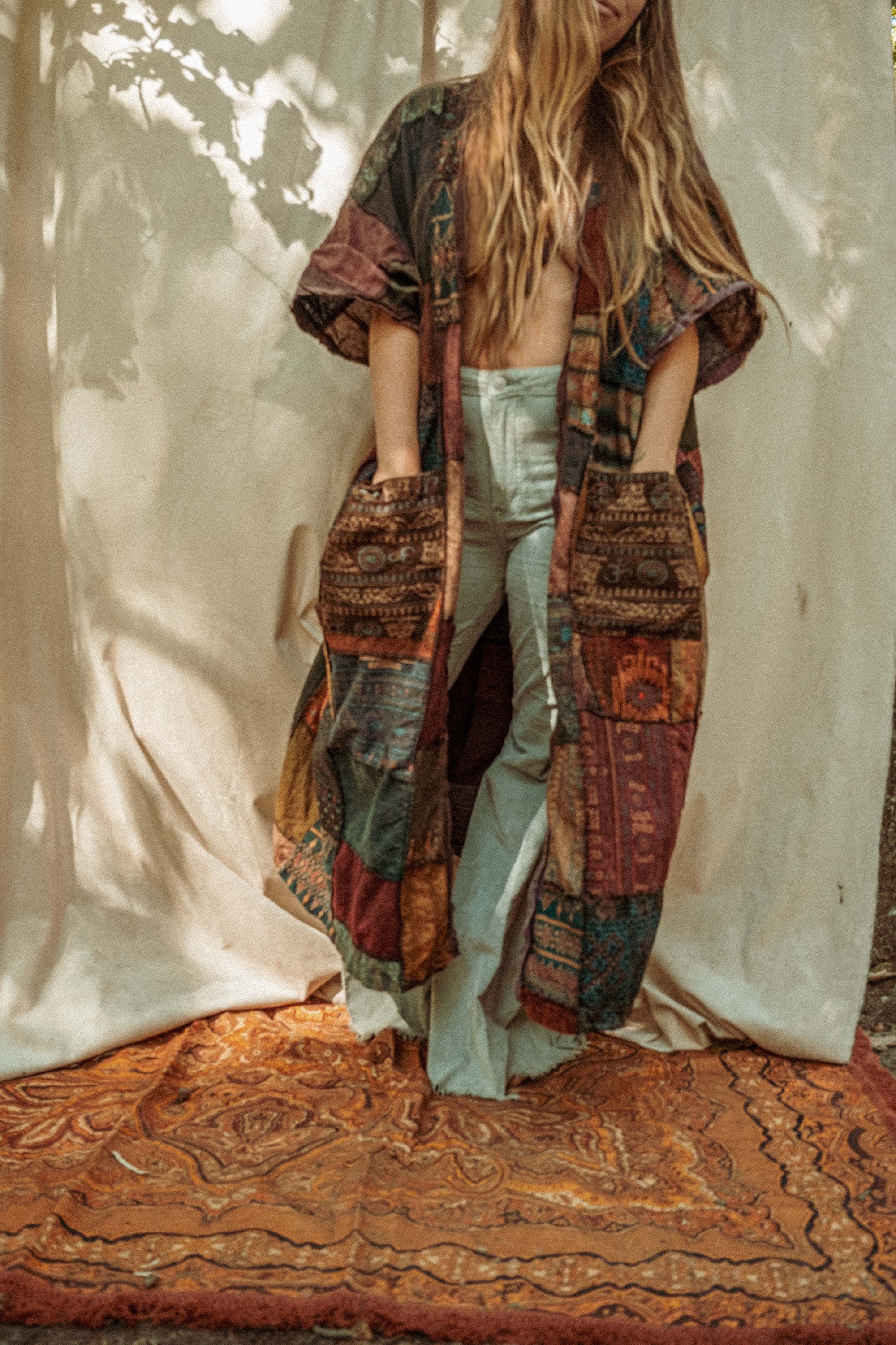 Fall Hippie Boho Men's Women's Patchwork Cotton Kimono Fall Hippie Boho Men's Women's Patchwork Cotton Kimono