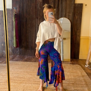 Fairy Yoga Pants, Hippie Boho Pixie Cut Tie Dye Pants, Cozy Spell Style Pants, Comfy Tie Dye Yoga Outfit, Festival Fashion Outfit, PLUS size