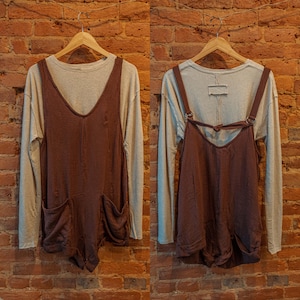 Conjunto de 2 peças de roupa de CÂNHAMO ORGÂNICO, macacão curto + camiseta de manga comprida de cânhamo, camiseta grande de algodão orgânico, bambu e cânhamo + macacão, suéter XS-4X