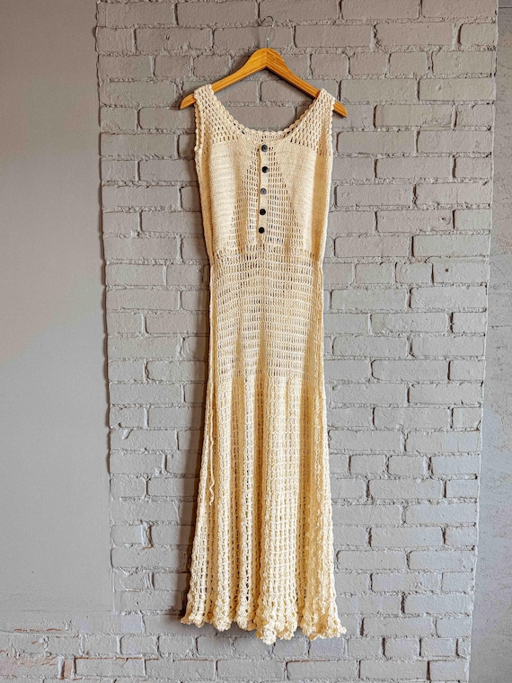 Viva Vintage Inspired Hand Crocheted Dress - XL - Organic Clothing - Gardenbelle Shop