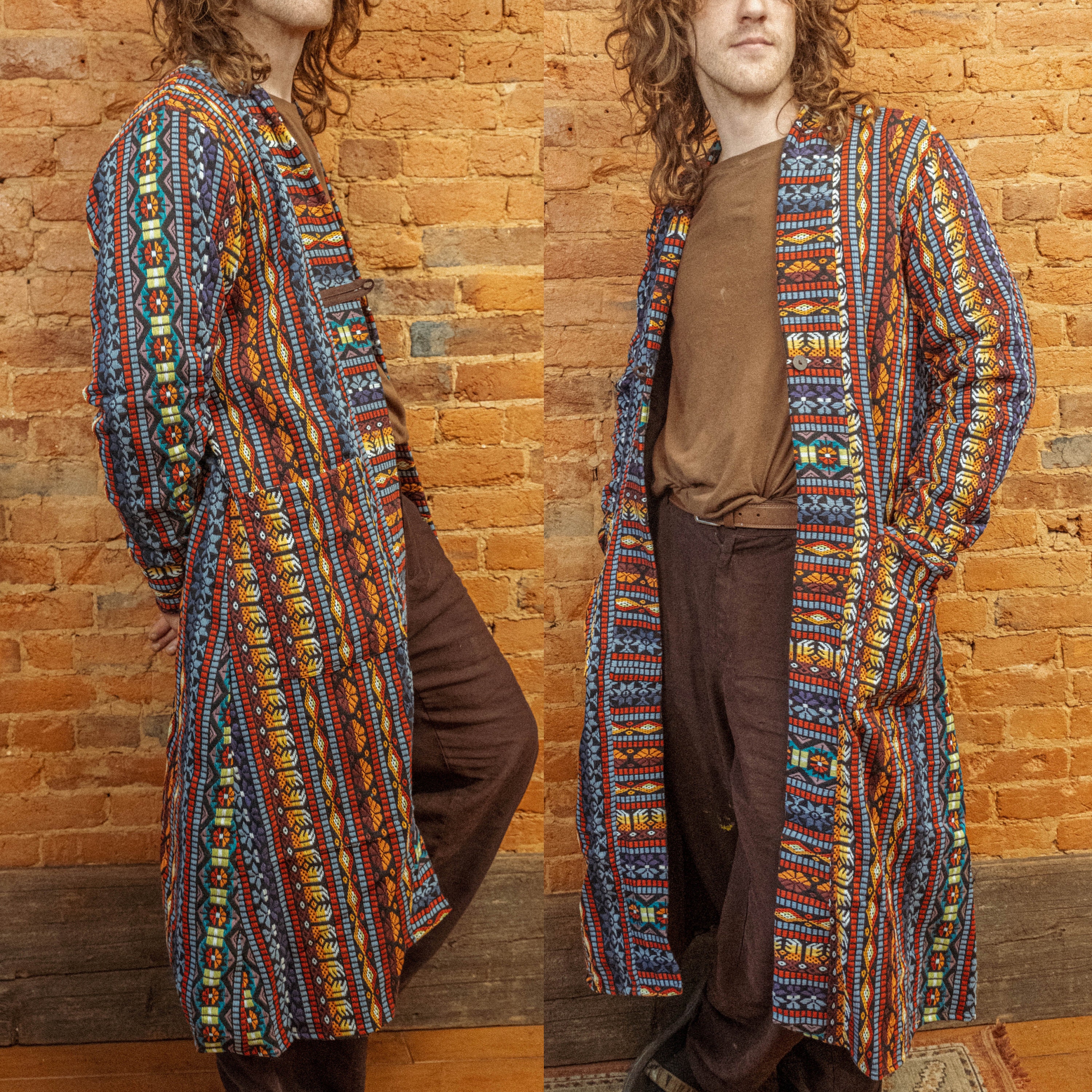 Hippie Bohemian Mens Womens Long Trench Coat, Psychedelic Woven Jacket, Long Warm Kimono Jacket, Unisex Tribal Jacket Duster - Etsy Hippie Bohemian Mens Womens Long Trench Coat, Psychedelic Woven Jacket, Long Warm Kimono Jacket, Unisex Tribal Jacket Duster - Etsy