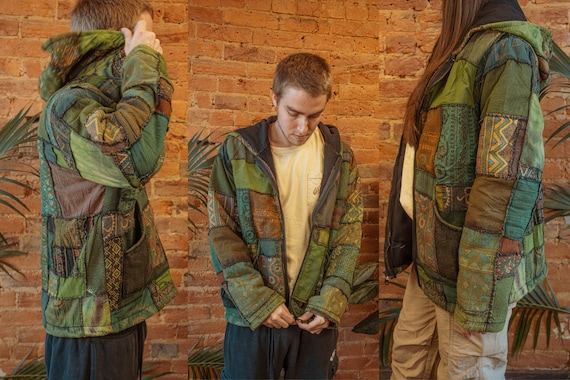 Men's Women's Unisex Hippie Patchwork Jacket, Recycled