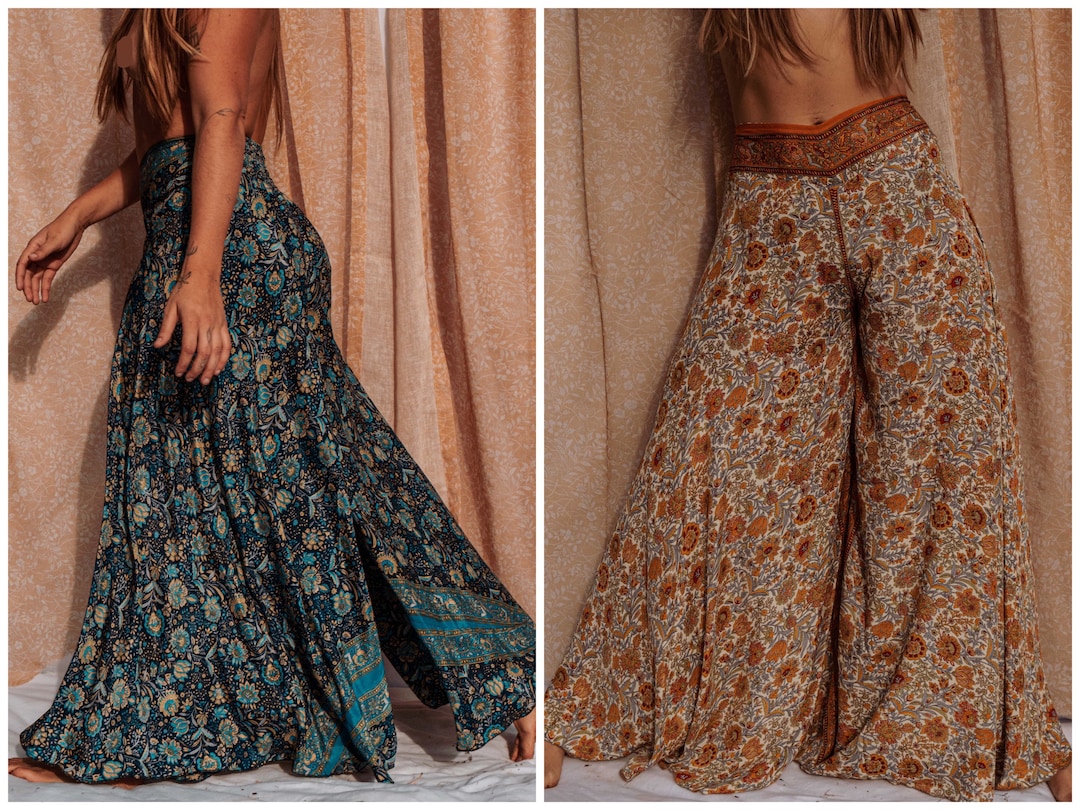 Wide Leg Silk Free Flow Pants XS-4X Free Spirit Spell Style - Etsy