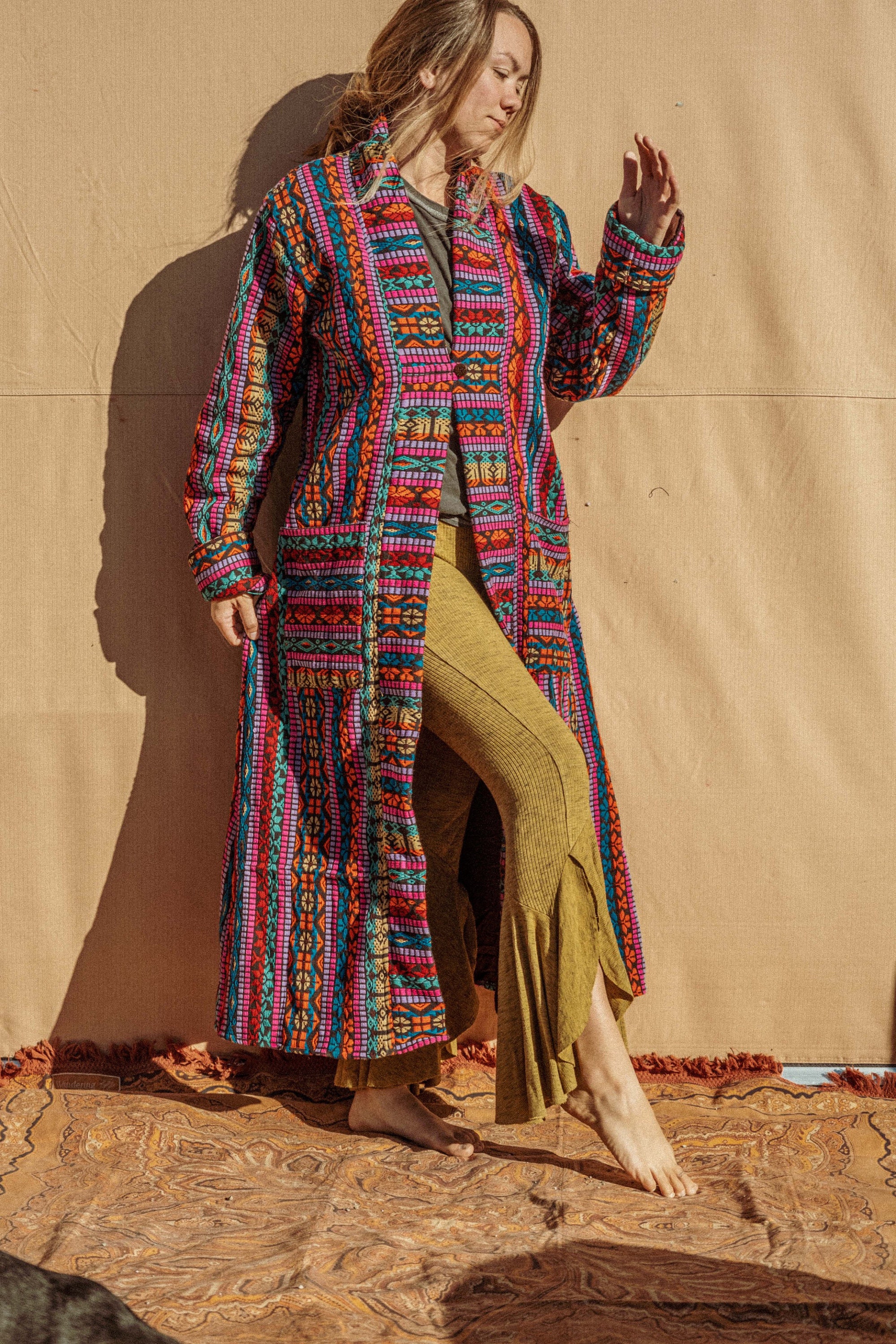 Hippie Bohemian Mens Womens Long Trench Coat, Psychedelic Woven Jacket, Long Warm Kimono Jacket, Unisex Tribal Jacket Duster - Etsy Hippie Bohemian Mens Womens Long Trench Coat, Psychedelic Woven Jacket, Long Warm Kimono Jacket, Unisex Tribal Jacket Duster - Etsy