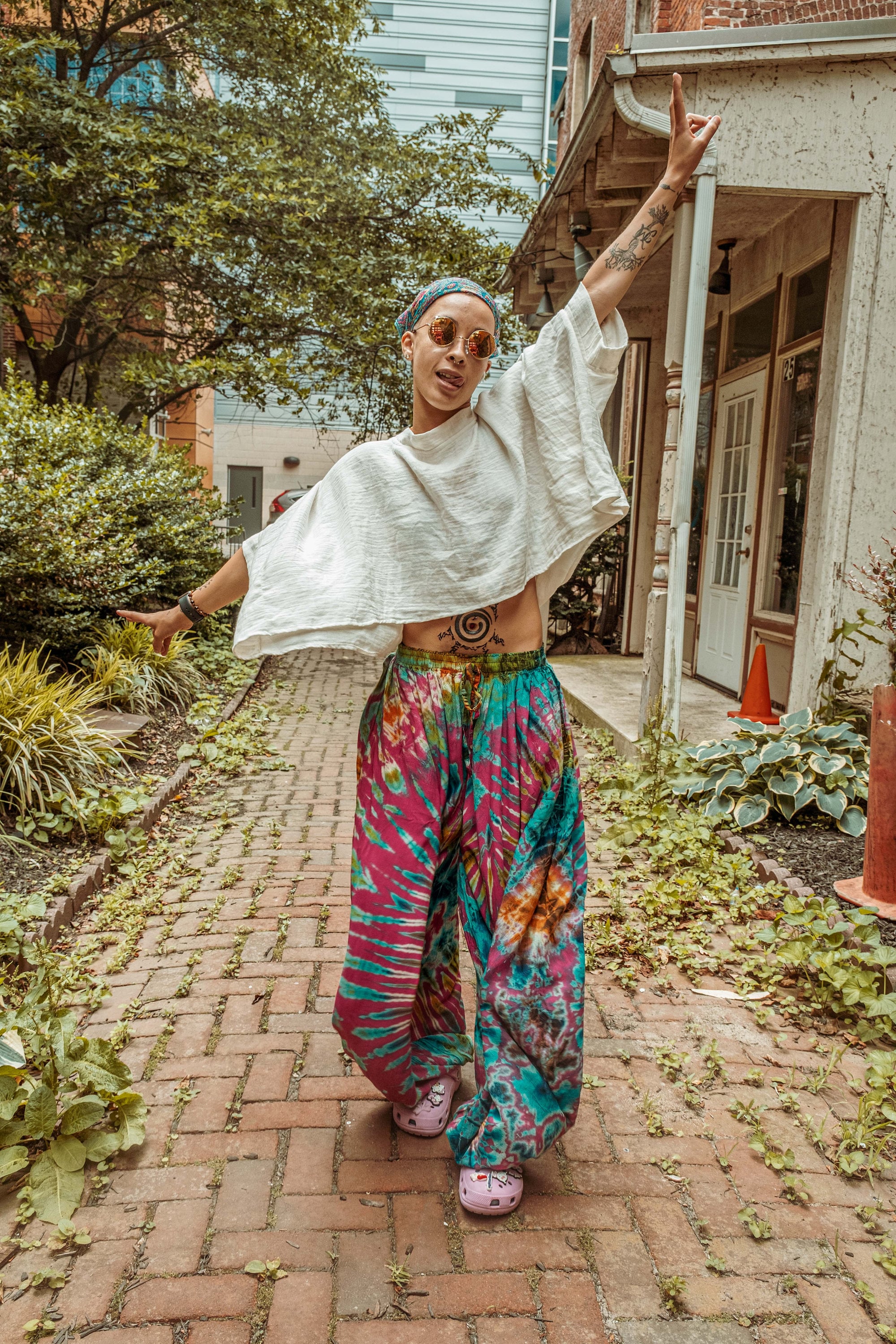 Flowy Boho Festival Pants, Hippie Tie Dye Harem Unisex Pants XS-5X