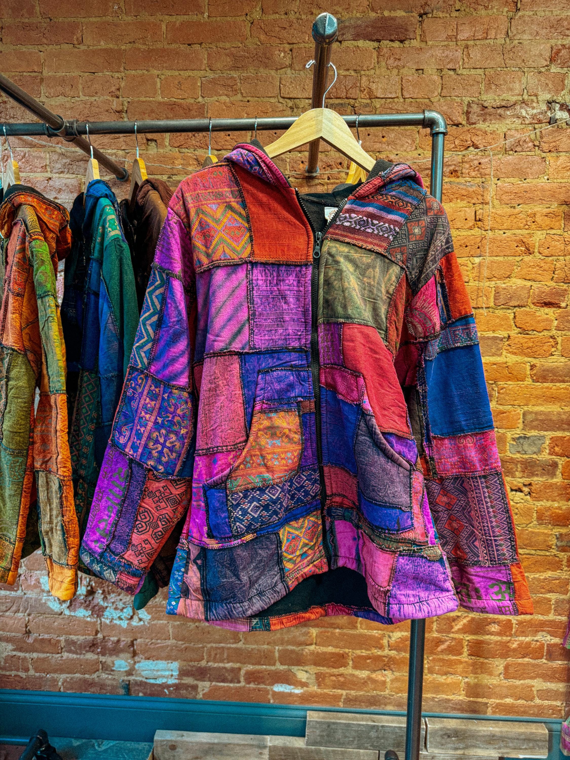Men's Women's Unisex Hippie Patchwork Jacket, Recycled