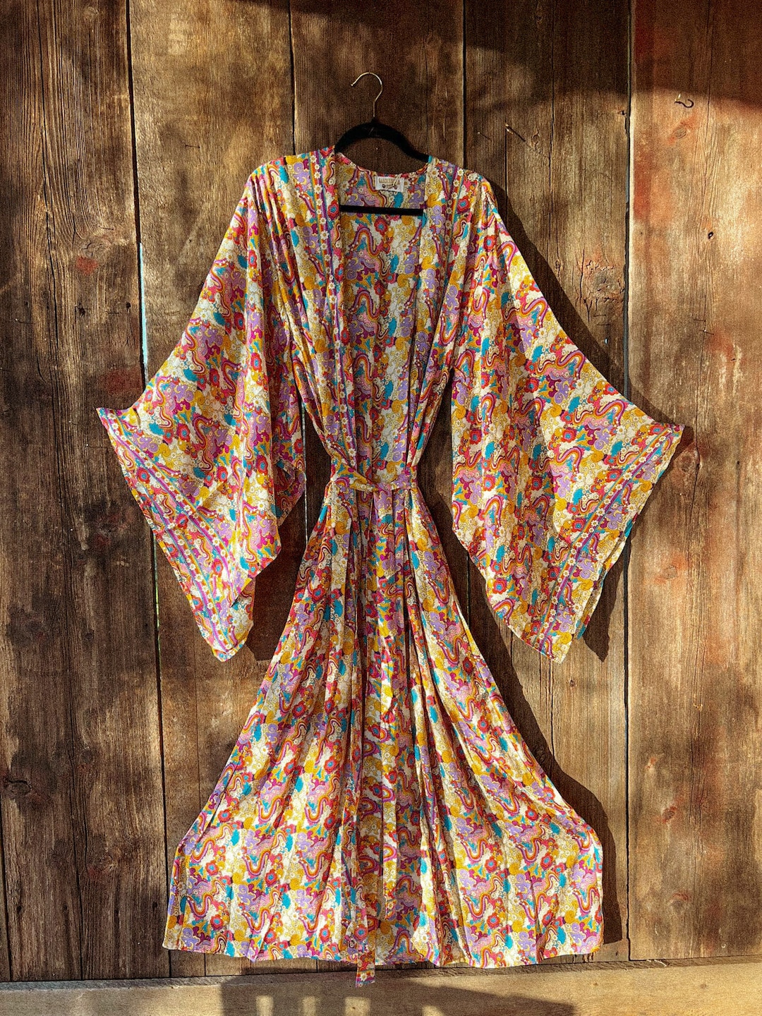 Psychedelic Colorful Print Pattern Women Long Robe