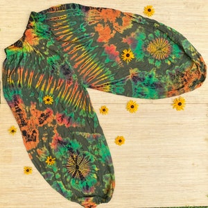 Pantaloni da festival boho fluidi, pantaloni harem unisex hippie tie-dye taglia XS-5X fatti a mano Free Spirit, pantaloni da yoga, pantaloni Earthy Genie