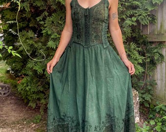 Renaissance Boho Style Floral Corset Maxi Dress