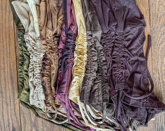 EcoVero Organic Stretchy Yoga Cinch Shorts, Foldover Waist Yoga Tie Dye Shorties, Natural Fiber Yoga Wear XS-3X