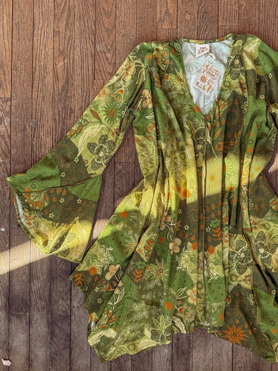long sleeve patchwork dress Orange Multi Patchwork Print Piping Detail Belt Midi Dress *FINAL SALE SSYS