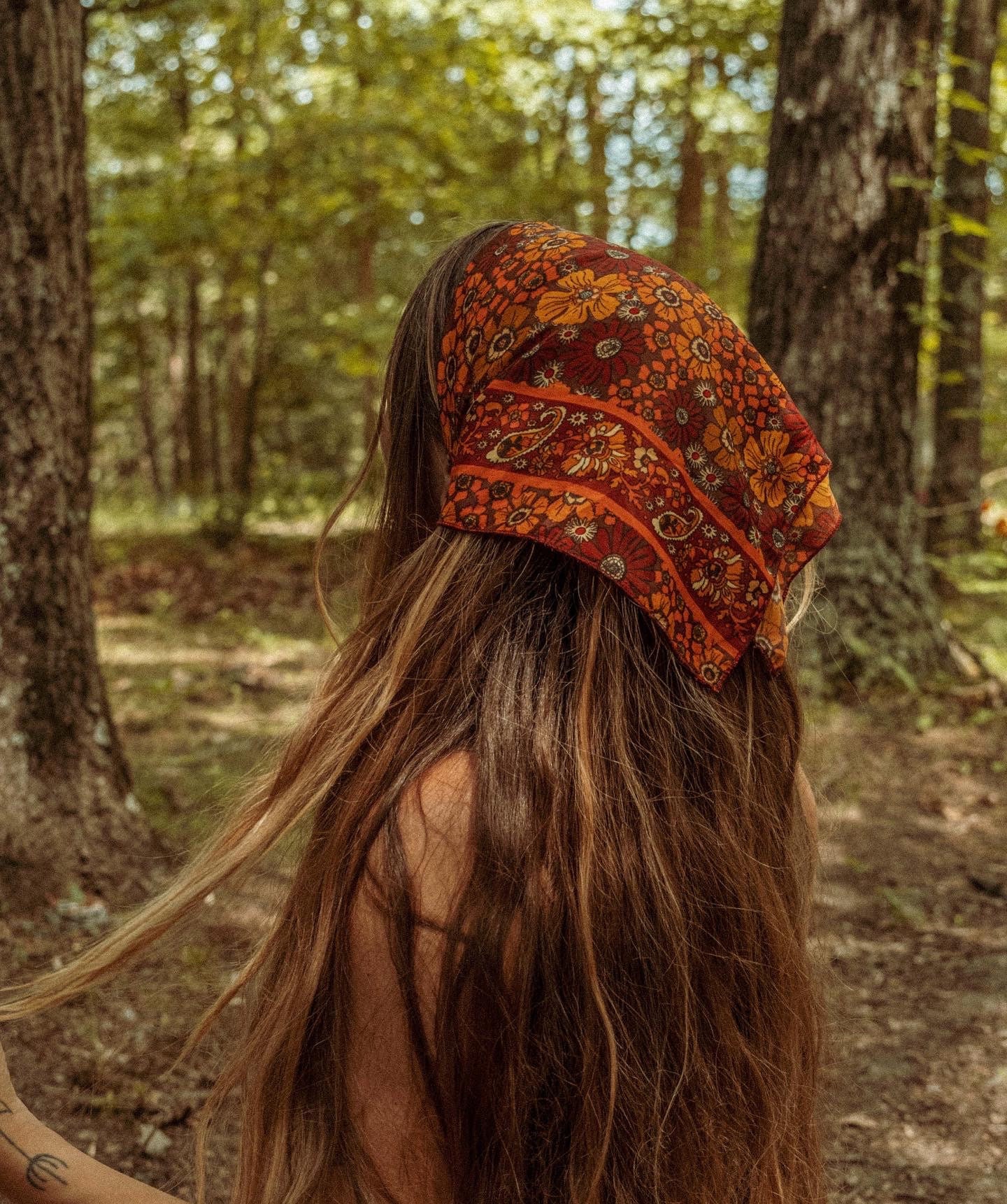 Earth Headband Black Brown Head Scarf Head Wraps Bohemian 