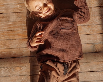 ORGANIC Cotton Baby Kids Toddler Sweater, Gender Neutral Oversized Boxy Pullover Sweater, Mommy and Me Sweater, Unisex Boys Girls Sweater