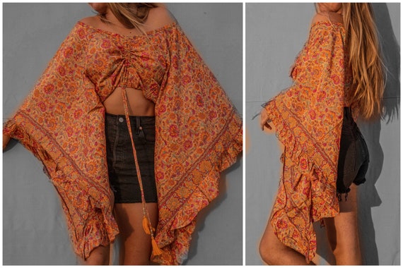 Hippie Bohemian Flare Bell Sleeve Top, Flowy Silk Long Sleeve Top, Fairy Boho Goddess Crop Top - Etsy Hippie Bohemian Flare Bell Sleeve Top, Flowy Silk Long Sleeve Top, Fairy Boho Goddess Crop Top - Etsy