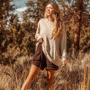 UNISEX HEMP + Organic Cotton Oversized Long Sleeve T-shirt, Women's ...