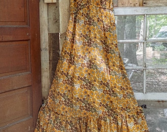 Boho Hippie Folk Silk Maxi Dress, Spell Style Floral Full Length dress, Bohemian flowy dress gown XS-2X, fall boho maxi dress, handmade