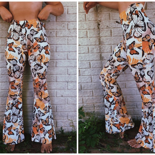 High Waisted Flare Pants Butterfly Bell 