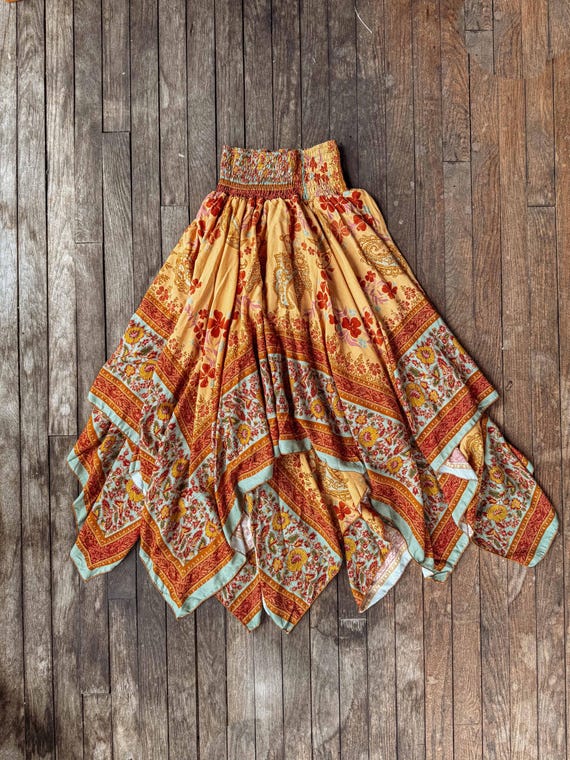 Organic Fairy Boho Free Spirit Skirt, Stretchy Comfortable Hippie Folk Layered Handmade Flowy Skirt