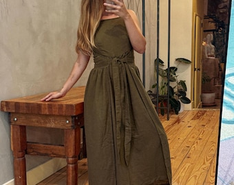 Apron Wrap Dress 2-Way Woven Cotton Dress