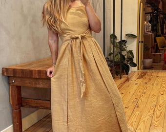 Apron Wrap Dress 2-Way Woven Cotton Dress