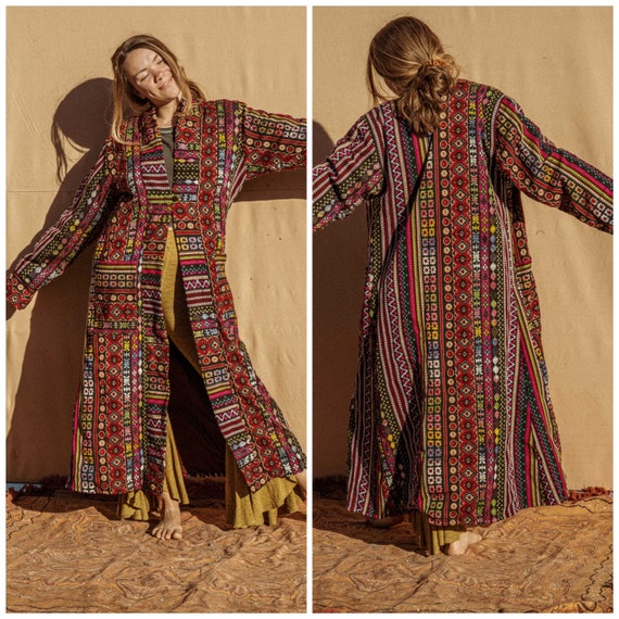 Hippie Bohemian Mens Womens Long Trench Coat, Psychedelic Woven Jacket, Long Warm Kimono Jacket, Unisex Tribal Jacket Duster - Etsy Hippie Bohemian Mens Womens Long Trench Coat, Psychedelic Woven Jacket, Long Warm Kimono Jacket, Unisex Tribal Jacket Duster - Etsy